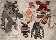 Arte conceptual de Twisted Wolf y Twisted Foxy.