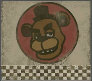 Freddy's head on the menu in the dining room.