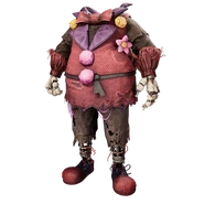 "Bowtie & Boutonniere" body cosmetic icon. The sight of a jacket and pants caught him by suprise. His characters often went without clothes.