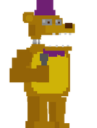 Fredbear con su boca abierta al morder al niño.