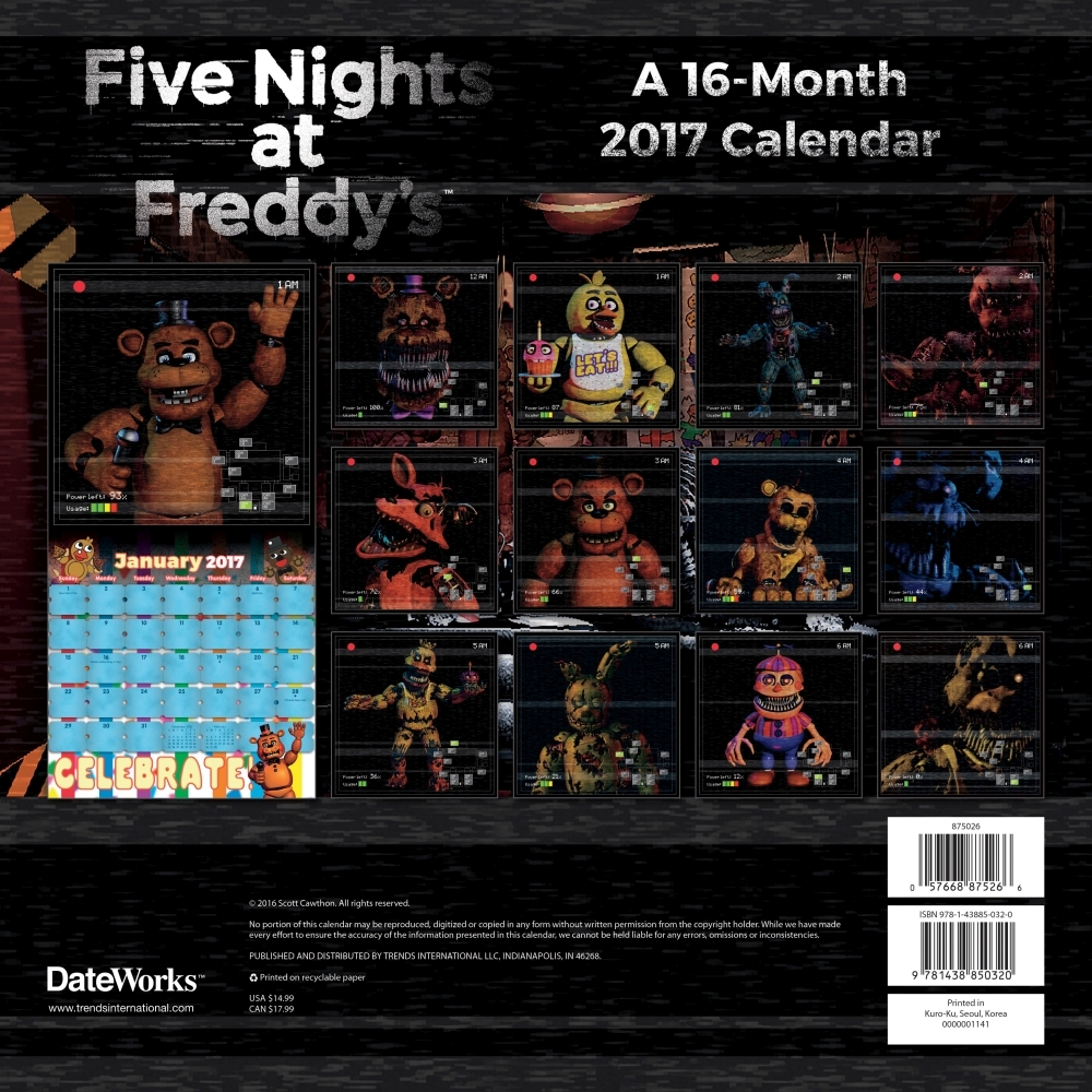 Five Nights at Freddys Gifts, Office Supplies Five Nights at Freddys Calendar 2020 Set Deluxe 2020 Five Nights at Freddys Mini Calendar with Over 100 Calendar Stickers