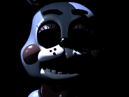 A shot of an eyeless Toy Bonnie that occasionally appears after death.