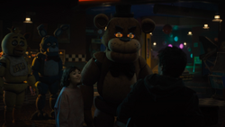 FNaFMovie-MikeSchmidt-Abby-FreddyFazbear-Introducement