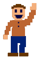 Orange shirted neighbor waving.