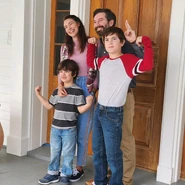 Wyatt M. Parker, Lucas Grant, Jessica Blackmore, and Garrett Hines as the Schmidt family.
