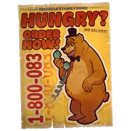 A poster advertising Fredbear's family diner, collectible.