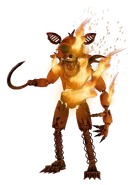 A single frame of Grimm Foxy with fire.