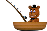 Freddy as he appears in the DeeDee's Fishing Hole minigame.