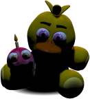 Chica plushie, awarded for beating the Custom Night preset "Ladies Night."