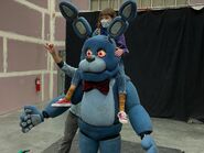 Piper on Jade's shoulders while in the Bonnie suit.