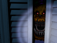 Nightmare Fredbear's head in the Closet.