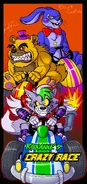 Artwork for the unused Roxanne's Crazy Race arcade cabinet.