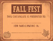 Fall Fest participation certificate.