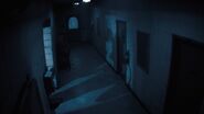 Foxy's shadow entering a hallway.