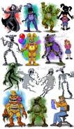 A collage of artworks used for the Character Encyclopedia.