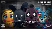 FNaF 2 Youtooz plushies "live now" image.