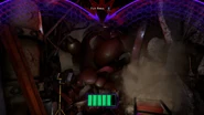 A broken statue of Freddy Fazbear.