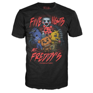 Camiseta mostrando a toda la banda de Freddy Fazbear's Pizza junto con Puppet y Springtrap.