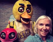 Chica's puppeteer with Chica.