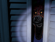 Nightmare Foxy peeking from Closet.