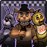 Chica alongside Freddy and Bonnie in the Celebrate achievement.