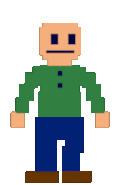Disturbed bald man looking left and right.