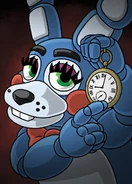 Youtooz meme art, refencing the "White Rabbit Pointing at Clock" meme.