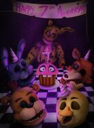 Springtrap as seen in a poster for the franchise's 7th anniversary from Steel Wool.