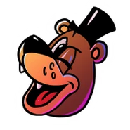 A sticker of Toon Freddy's head