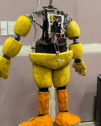 Chica without a chest or head with exposed electronics.