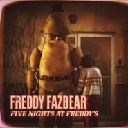 Golden Freddy and Abby appearing in a video posted by Blumhouse stating it's "Freddy Fazbear".