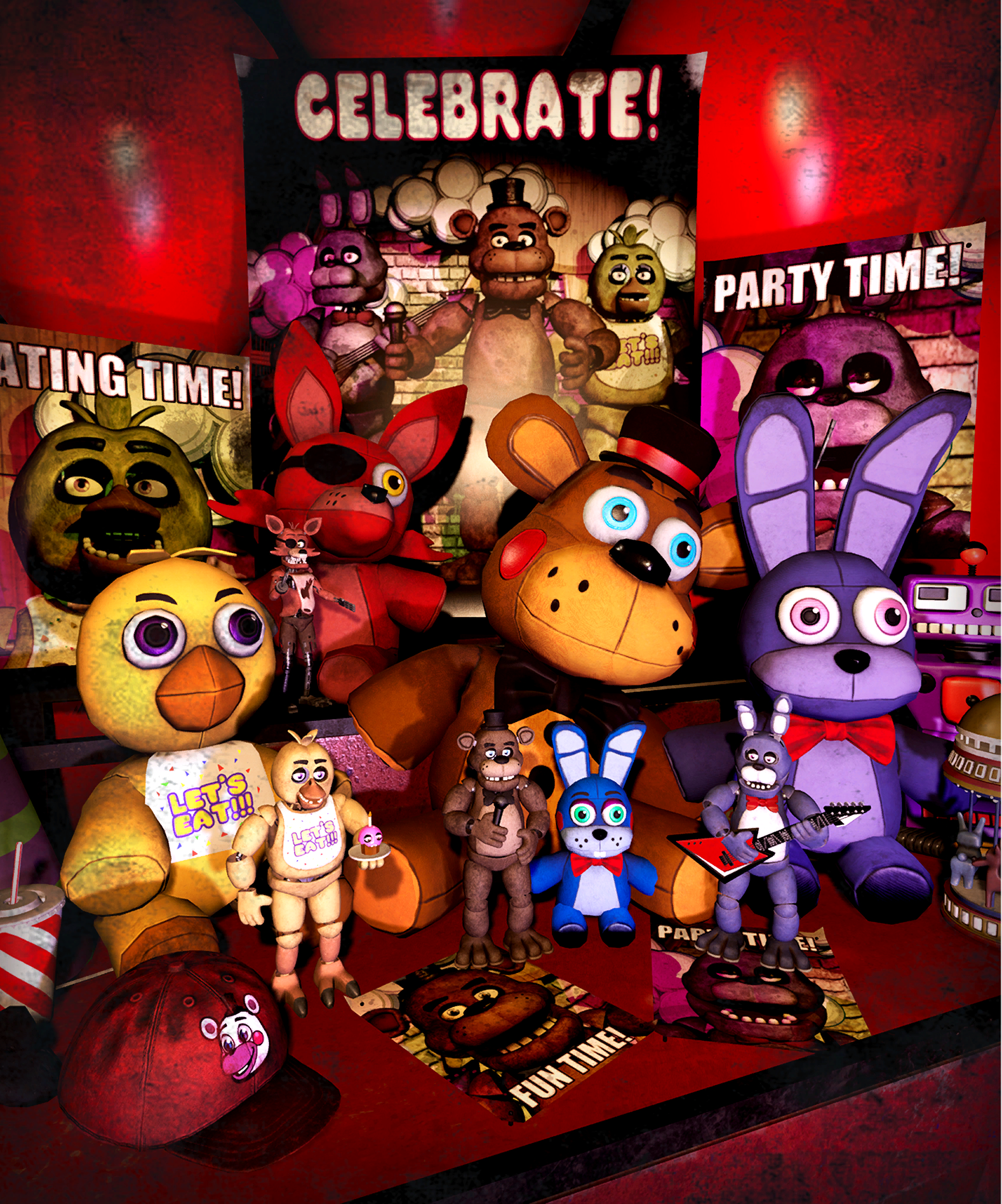 paperfreddy ): plushies fnaf 1 ,2 and 4