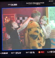 Matthew Lillard being suited up behind the scenes.