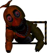Withered Chica stuck in the front vent door.