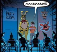 Spring Bonnie llevando a Oswald al Party Room con los niños desaparecidos.