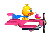 Toy Chica in a plane from the Foxy Fighters minigame (click to animate).