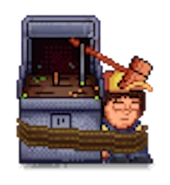 Chip tied to an arcade game.