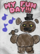 A drawing of Freddy singing.