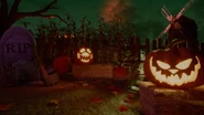 Grimm Foxy running through the corn field with his hook raised in Steel Wool's Halloween 2025 ambience video.