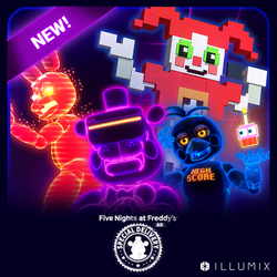 The four Arcade Animatronics from the announcement image for a mini event.