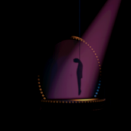 A silhouette of a hanging body that replaces Funtime Foxy on stage on Night 5.