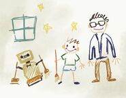 Drawing of Edwin and David with a Clean-O-Vac.
