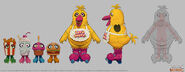 Chica concept artwork, along with her companions.