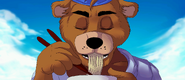 Freddy eating in the finale of the "Bear of Vengeance" intermissions.