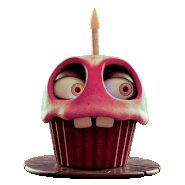 Mr. Cupcake looking to the left, animated.