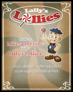 Sponsorship poster for Lally's Lollies.