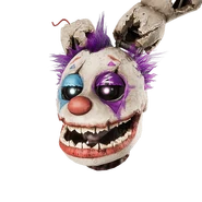 "Grease Paint Bunny" head cosmetic icon. The makeup did not come off as he rubbed his fingertips against the matted fur.