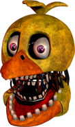 Withered Chica's head from the Ultimate Custom Night demo troll game.