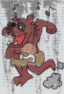 An old drawing of Foxy running.