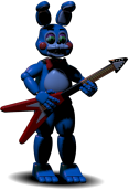 Figurine of Toy Bonnie holding his instrument. This figurine can be obtained by completing the 'New and Shiny' preset on the Custom Night.